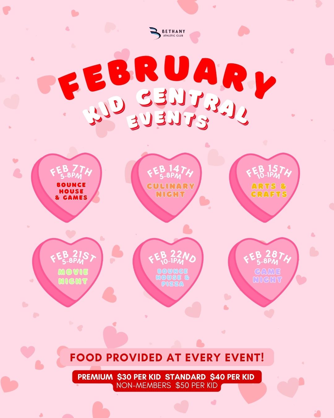 Kid Central February events at Bethany Athletic Club in Portland Oregon