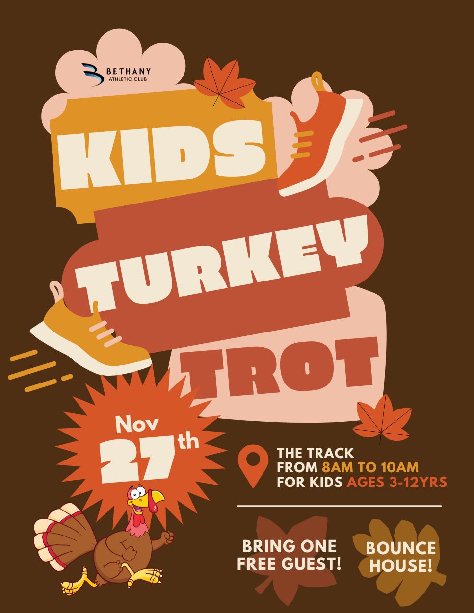 Kids Turkey Trot Flyer at Bethany Athletic Club in Portland Oregon