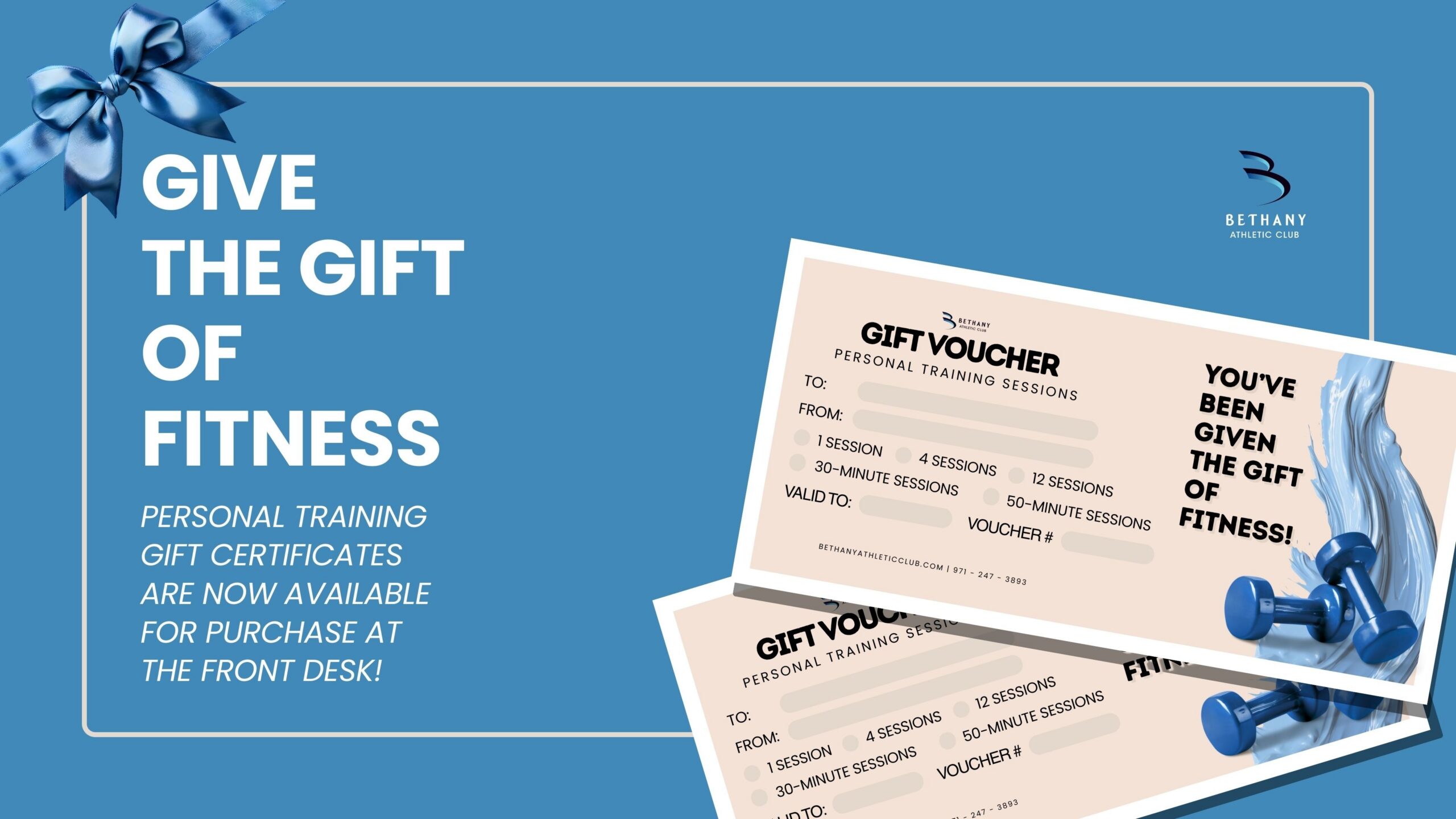 Gift cards for personal training at Bethany Athletic Club in Portland Oregon