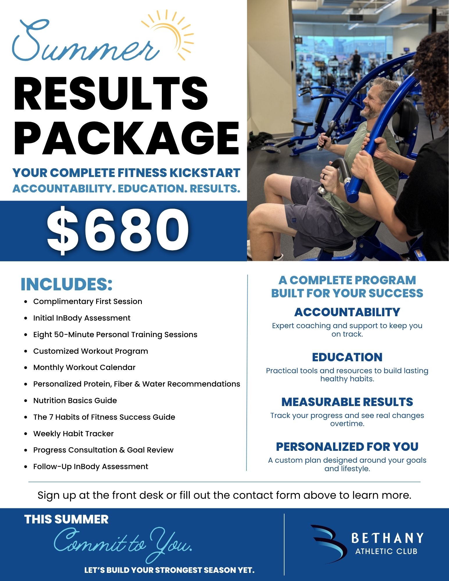 Summer personal training package at Bethany Athletic Club in Portland Oregon